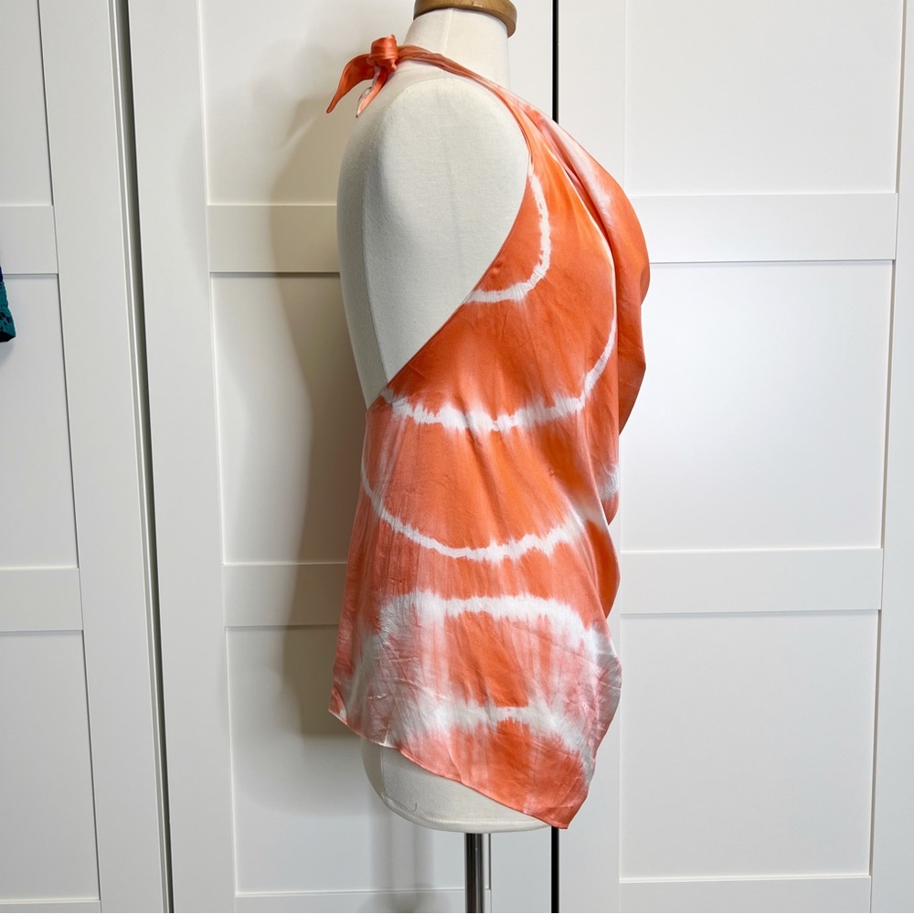 Abi Ferrin Creamsicle Tie Dye Silk Halter Top Medium - Picture 2 of 4